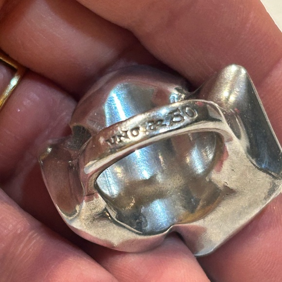 Uno de 50 Triple Smokey Gray Faceted Crystal Ring Sz 7/7.5 Silver Plated Alloy - Picture 3 of 14